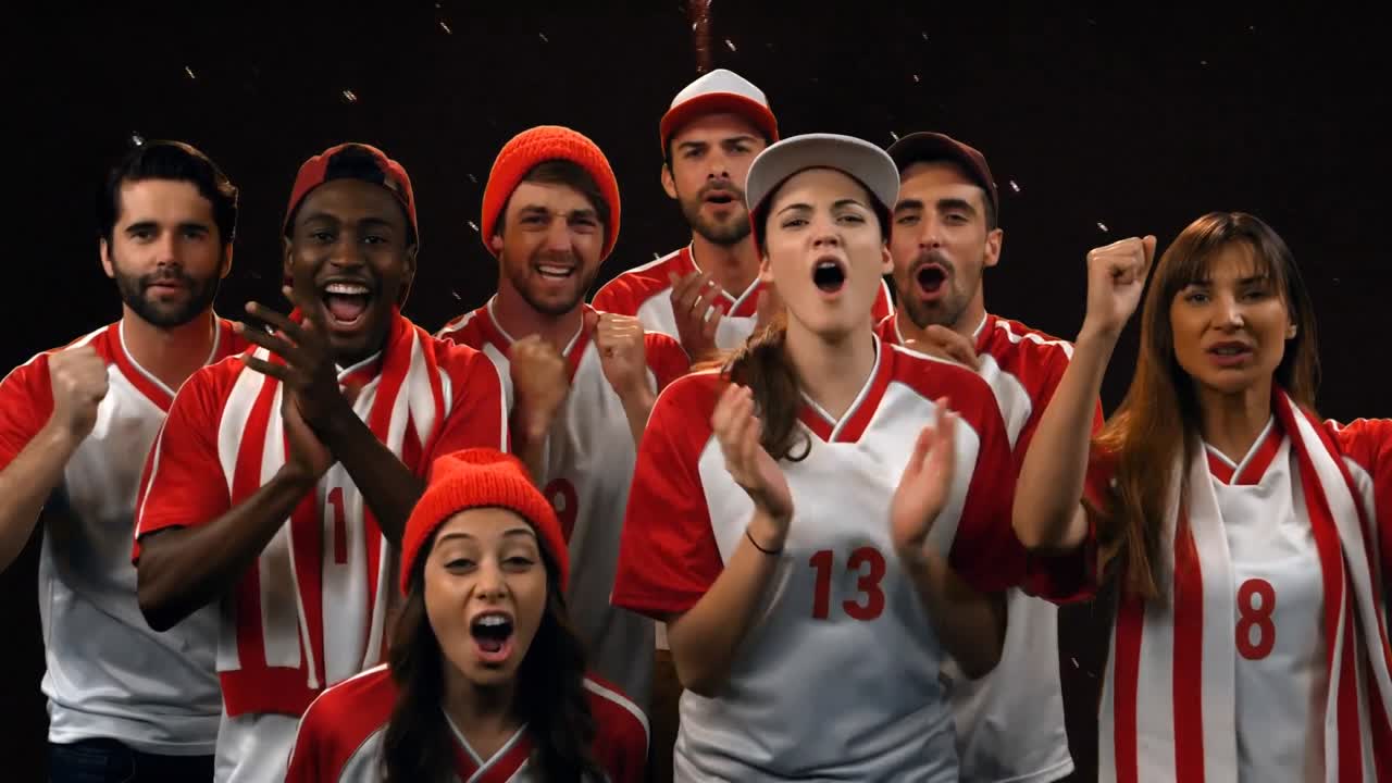 팬 들 이 불꽃놀이 로 팀 을 응원 하고 있다