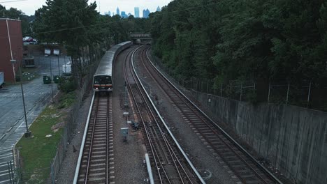 atlanta train arriving at the station, marta rail rapid transit line, georgia, usa