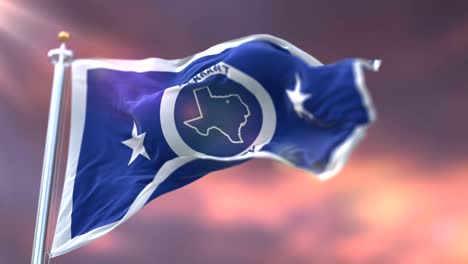 flag of tarrant county at sunset, state of texas, in united states - loop