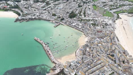 Weymouth-Dorset-Summers-Day-Ciudad-Y-Playa-Estableciendo-Toma-Aérea