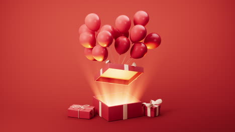 opening red cartoon style gift box, 3d rendering.