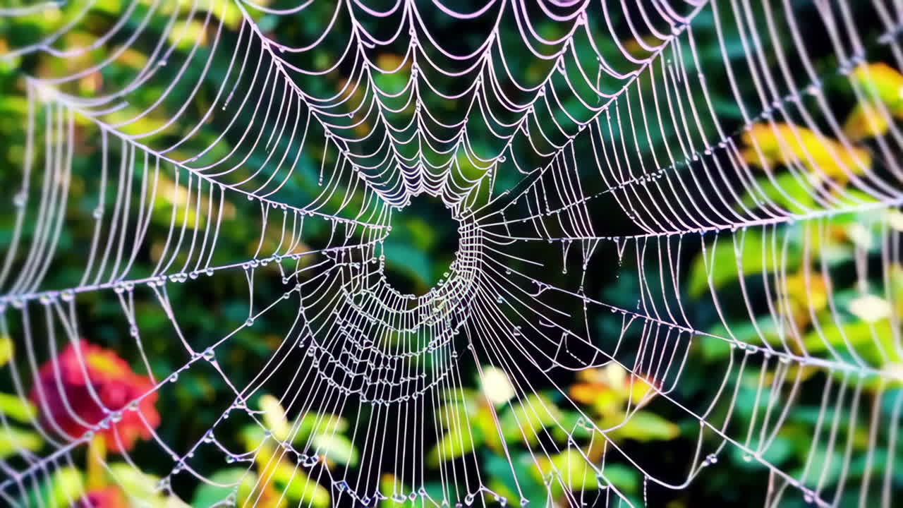 Dew-kissed Spiderweb in a Garden