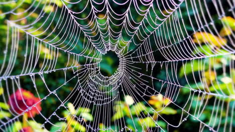 dew-kissed spiderweb in a garden