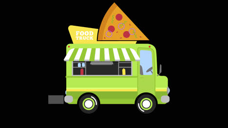 ilustración del camión de comida de pizza