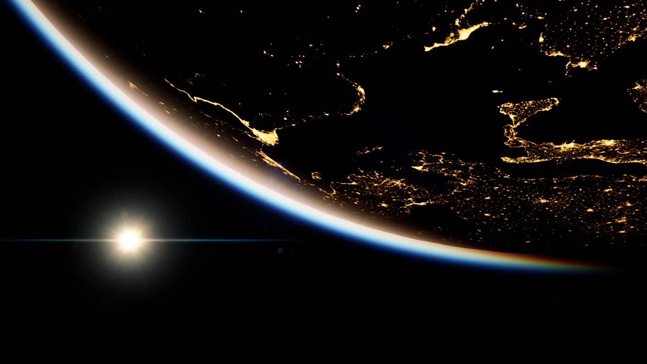 Space, Sun and planet Earth at Night