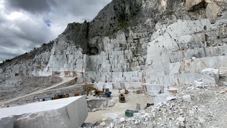 tracking shot of carrara marble caves