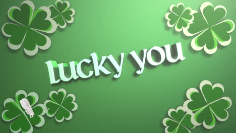 lucky you with irish green shamrocks shapes pattern