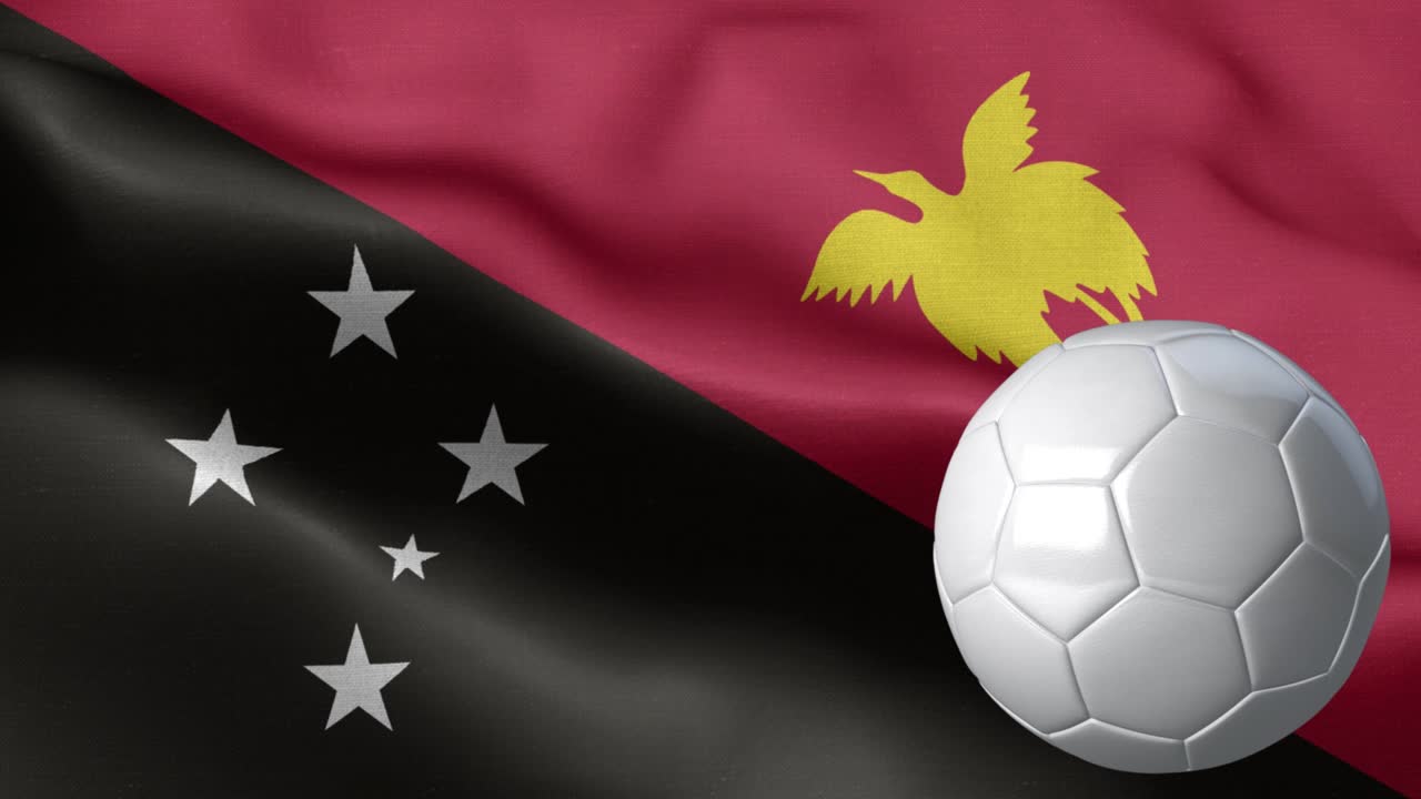 파푸아 뉴기니의 발과 축구공 - 파푸아뉴기니 발 높은 세부 사항 - 국가 발 파푸아새기니 파동 패턴 루프 가능한 요소