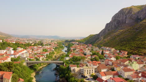 old town of mostar in bosnia and herzegovina - aerial drone shot