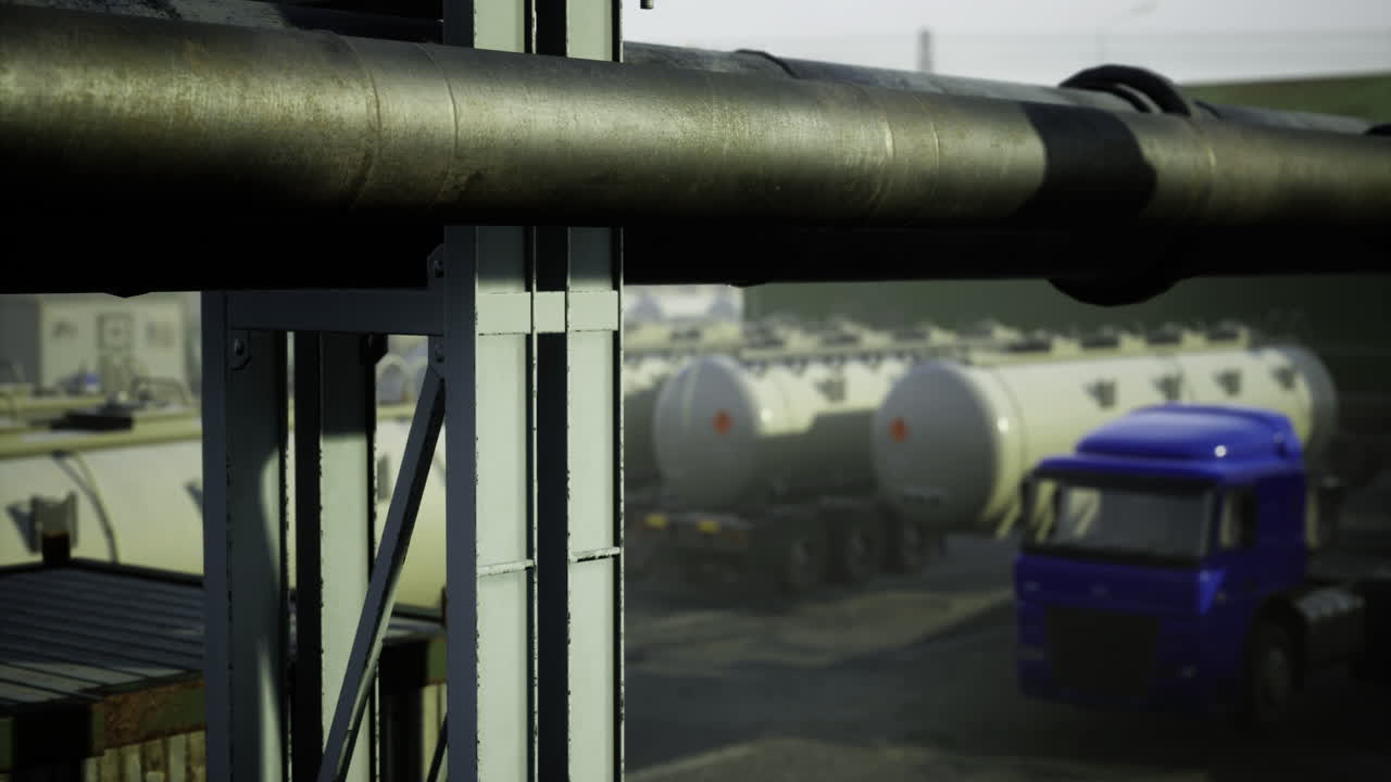 Steel pipeline structure supporting industrial transport at a construction site