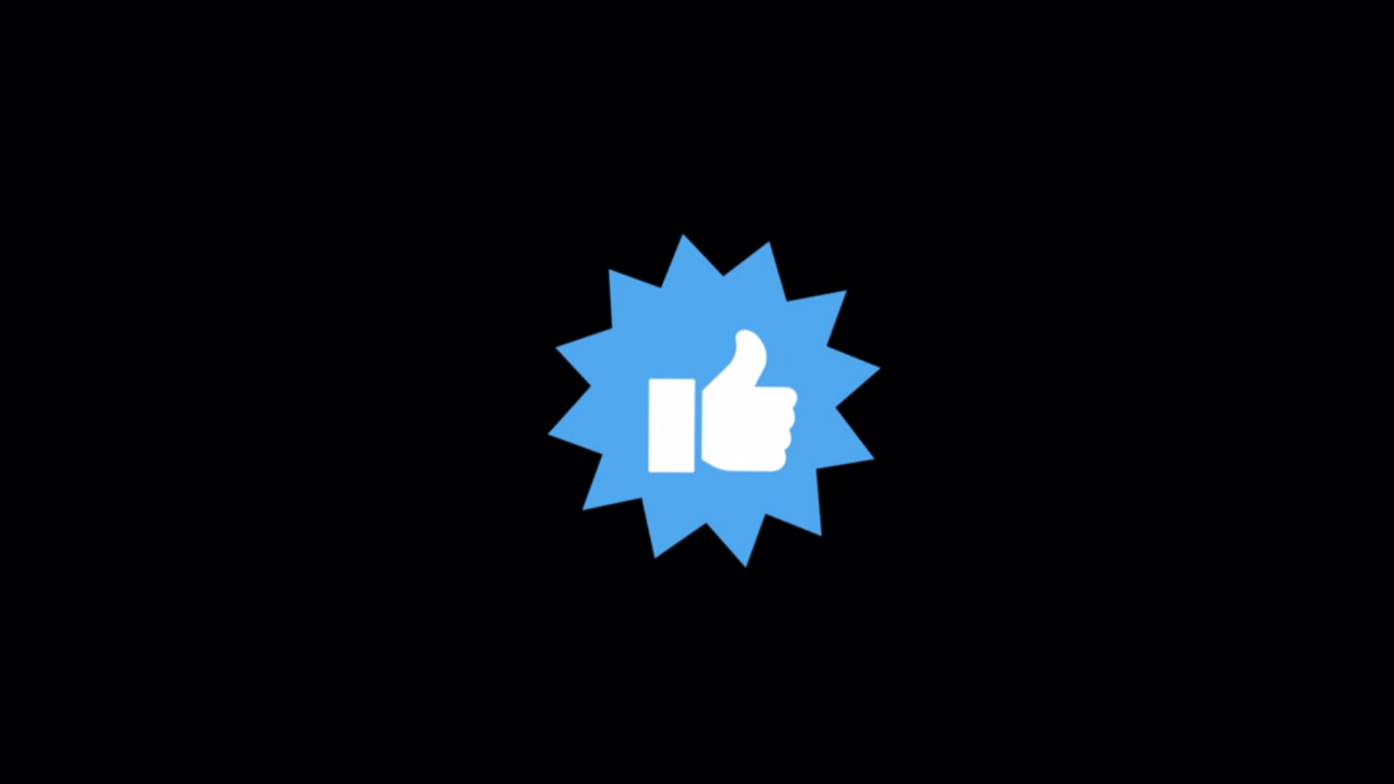 Static Thumbs Up Like Icon in Blue Starburst