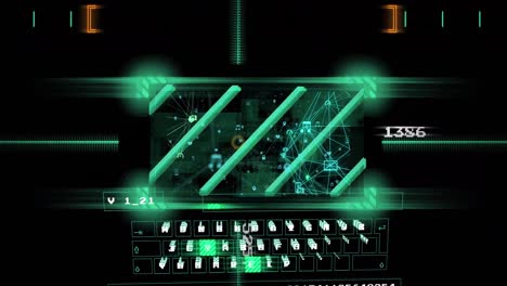 animación del teclado y el procesamiento de datos sobre fondo negro
