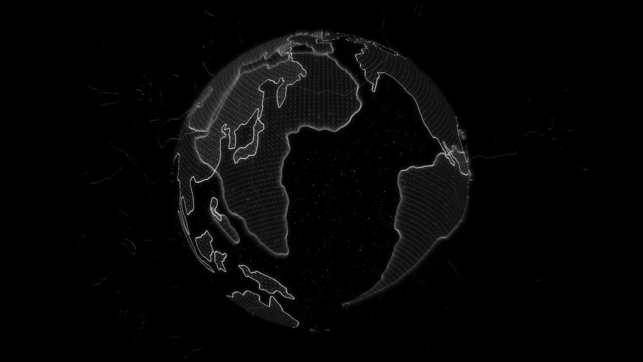 planeta tierra en bucle - 4k globo digital abstracto - conexiones globales con puntos de conexión - futurista alta tecnología bucle planeta - tierra conectada - red tecnológica y tierra digital 4k - color blanco
