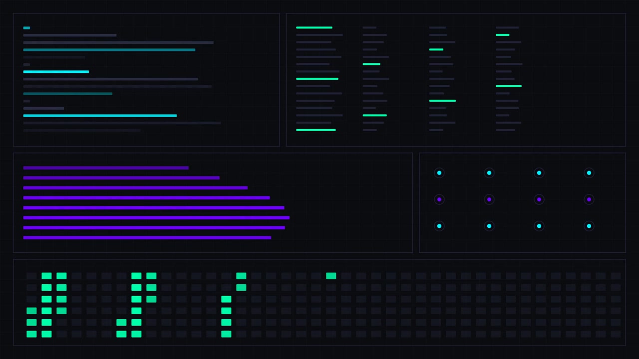 Digital Data Dashboard Interface with Animated Graphs and Metrics