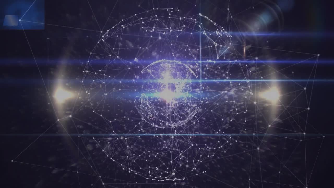 animación de un globo hecho de conexiones sobre un fondo negro