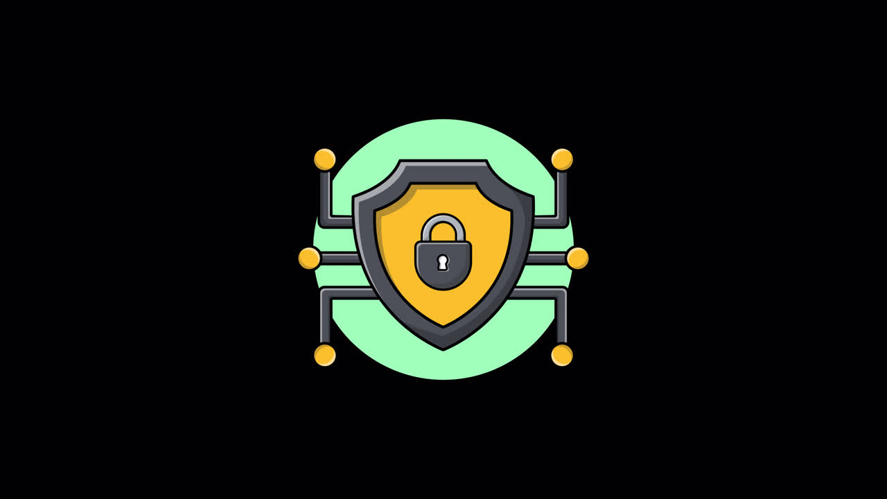 Animated Digital Security Shield with Padlock