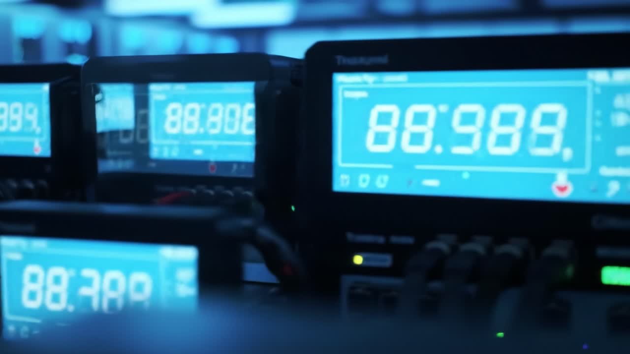Close-up of Multiple Digital Displays