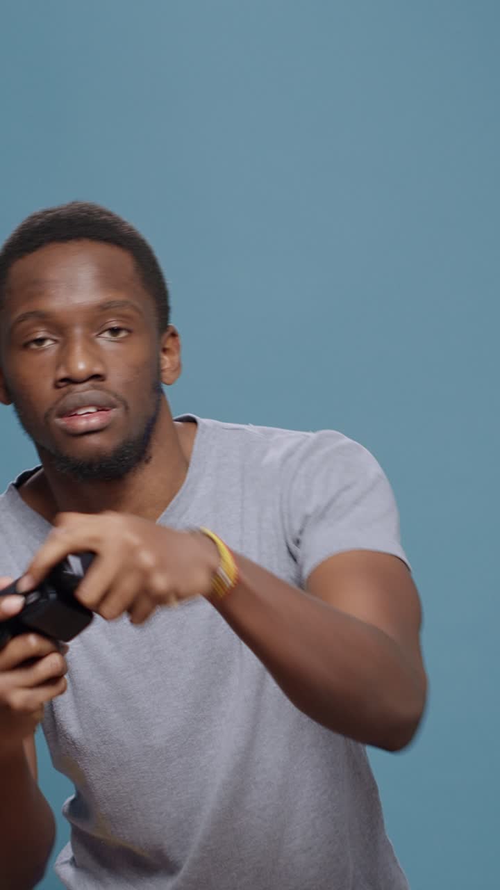Man playing video game with controller