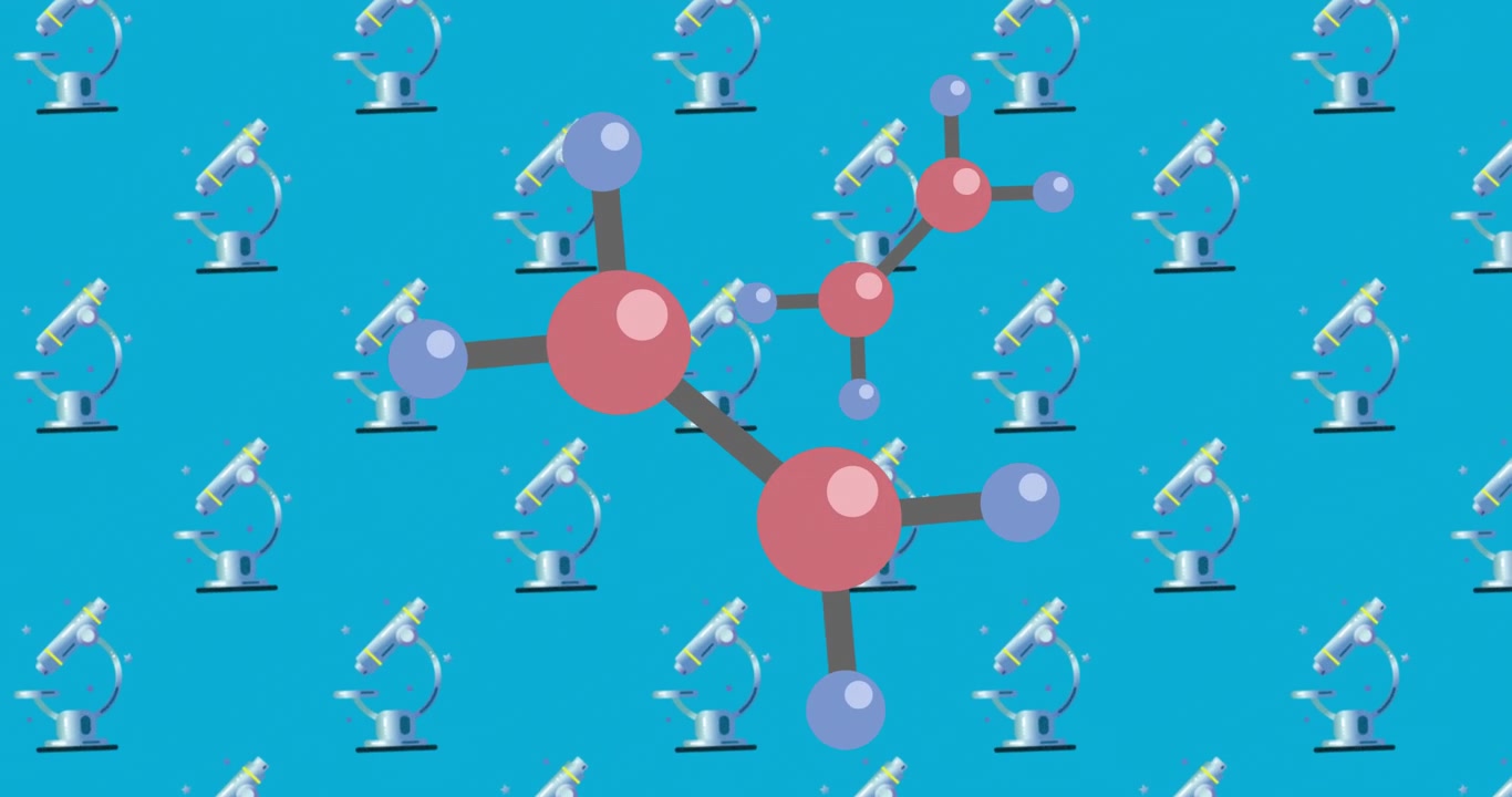 Molecular structure icon against blue background