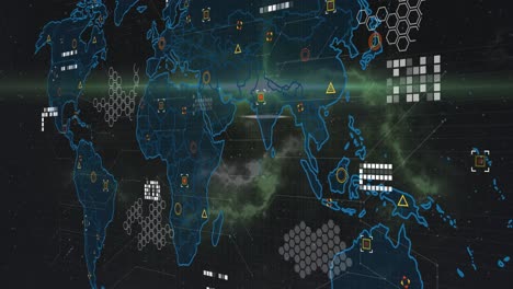 animación de la red de conexiones sobre el mapa del mundo