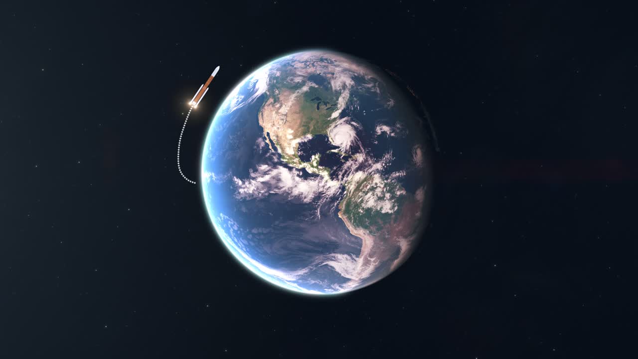 Animated Diagram Illustrating a Flight Path of a Rocket Launch Into Orbit of Planet Earth 2