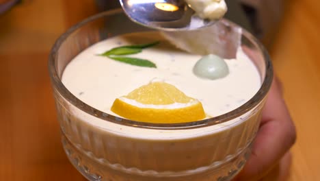 Lemon Mint Dessert in Glass Bowl