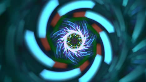 kaleidoscope floral fractal abstract - pixelated blue tunnel - seamless looping music vj colorful chaotic streaming backdrop art