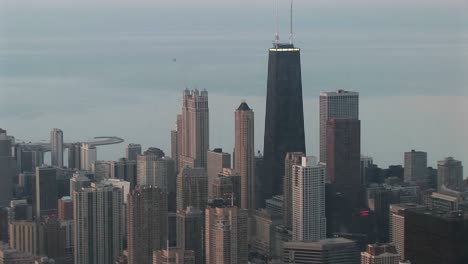 a cloudy day for an aerial shot of chicago's skyscrapers