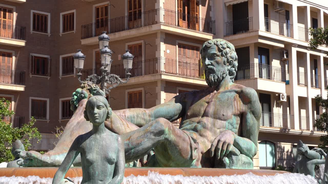 ⁇ 리아 분수, 발렌시아 구시가지, 스페인 역사적인 유명한 랜드마크 기념물