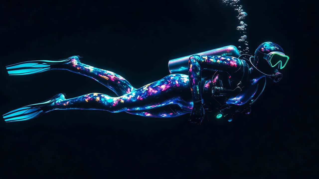 Glowing Underwater Diver