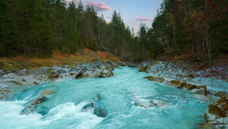austrian alps mountain river, vibrant sky, cinemagraph loop