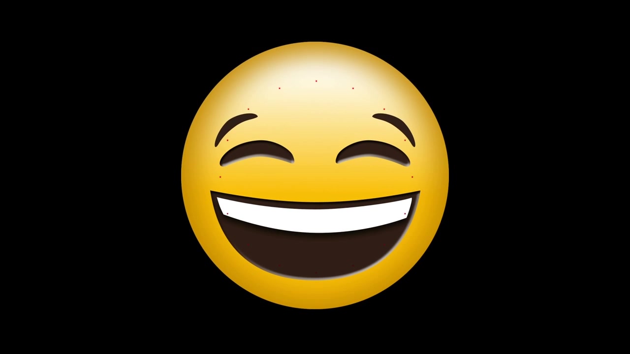Animation of red shapes over crying with joy emoticon over black background