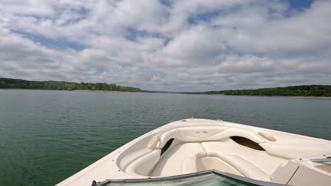 view of front deck of a sports boat