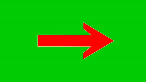 arrow sign symbol animation on green screen, red color cartoon arrow pointing right 4k animated image video overlay elements