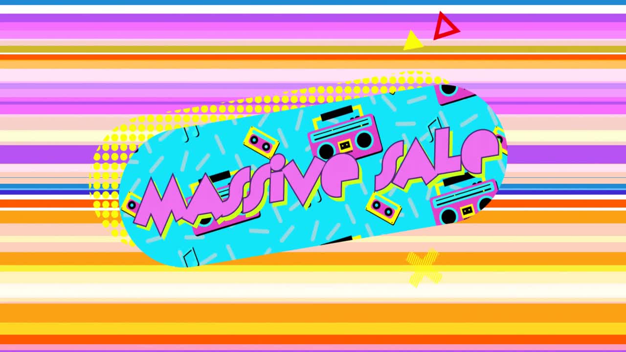 다채로운 줄무 ⁇  바탕에 터키즈색 타원형의 대규모 판매 그래픽