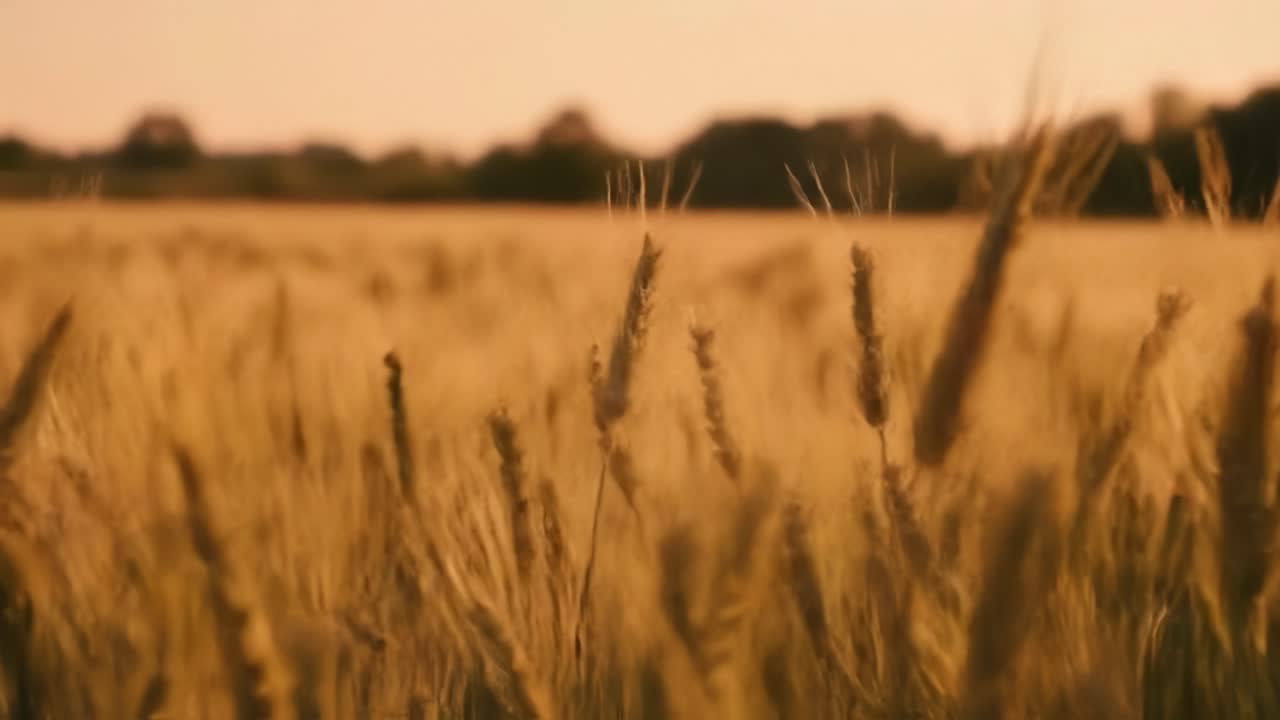 Golden Fields of Grain: Capturing the Beauty of Ripening Wheat Under a Warm Sunset Sky, Symbolizing Nature’s Abundance and Agricultural Heritage