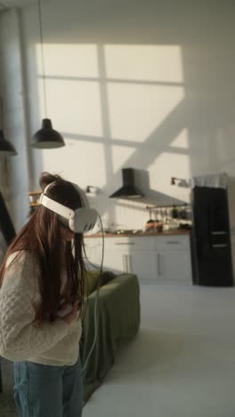 woman enjoying vr gaming at christmas