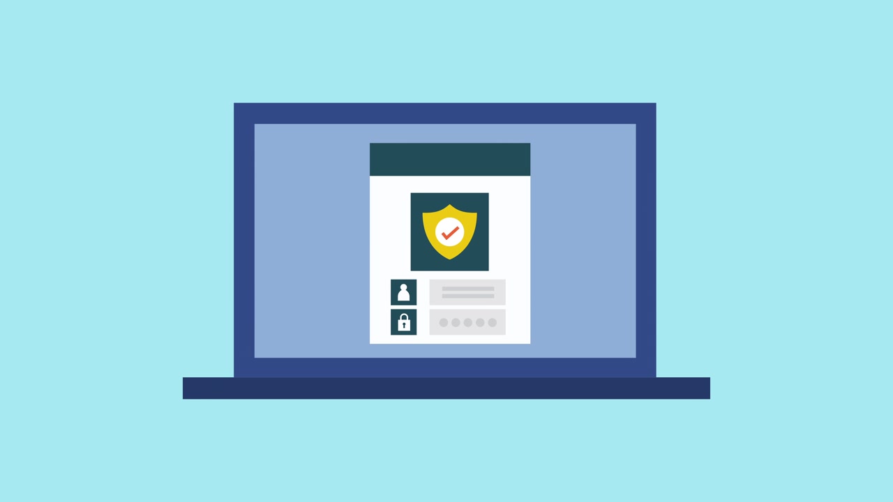 Laptop Animato che Mostra un'Interfaccia di Accesso Sicuro