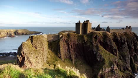 dunnottar castle ruin in winter sunshine