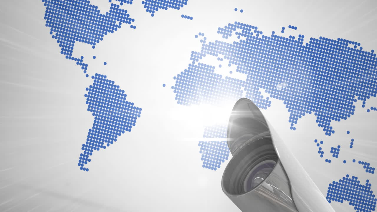 ⁇  배경 에 있는 세계 지도 에 대하여 cctv 카메라 의 디지털 애니메이션