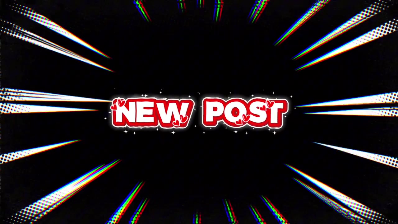 Grafica animata di notifica "Nuovo Post" con sfondo in stile fumetto