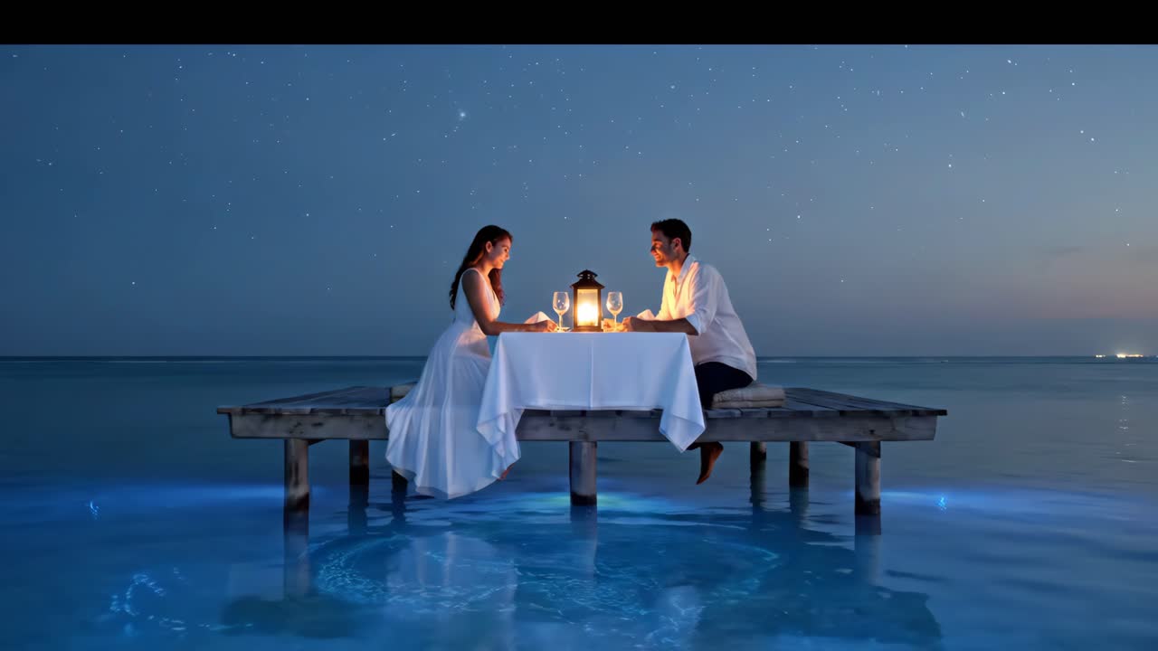 Romantic Dinner on a Dock Under the Stars