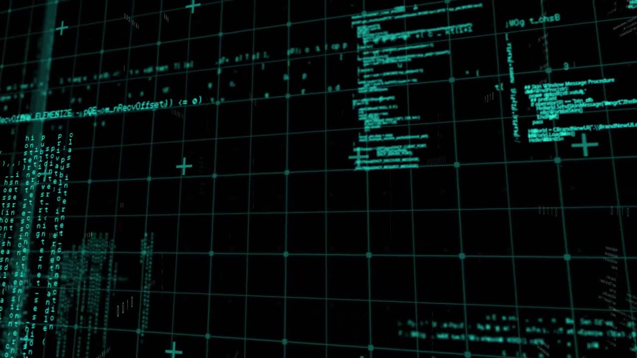 Animation of data processing on black background