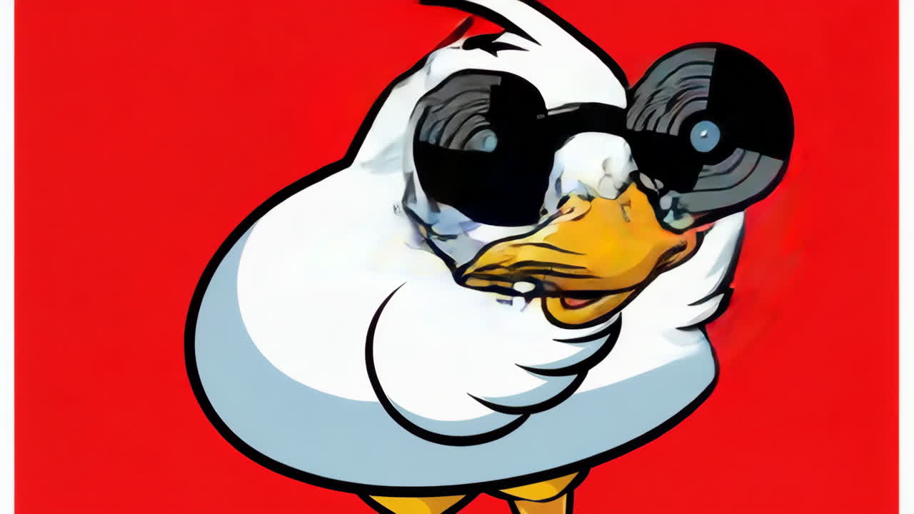 Cartoon Duck with Sunglasses