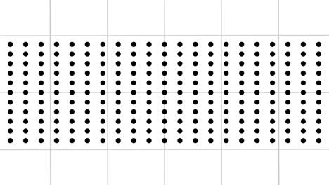 animation of grey 3d blocks revealing moving black dots and squares