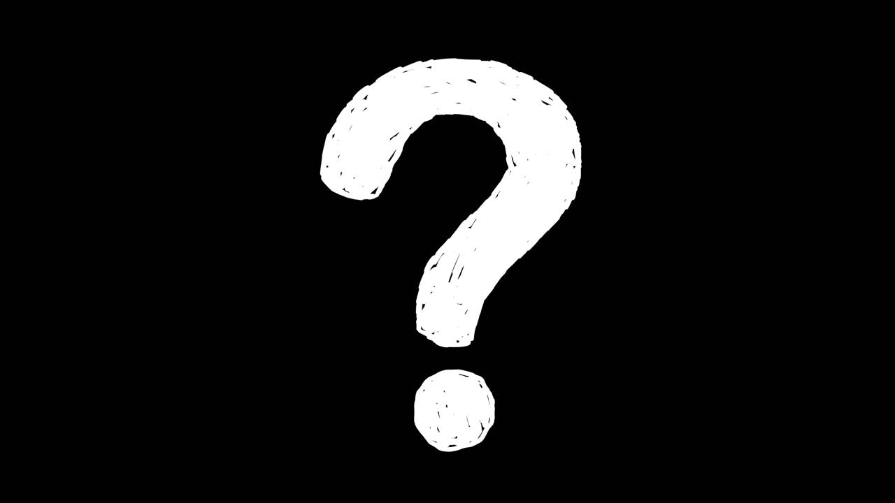 Hand Drawn White Question Mark on Black Background