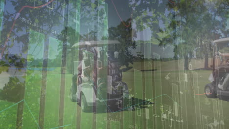 animación del procesamiento de datos sobre carros de golf