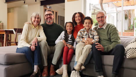 family portrait on couch