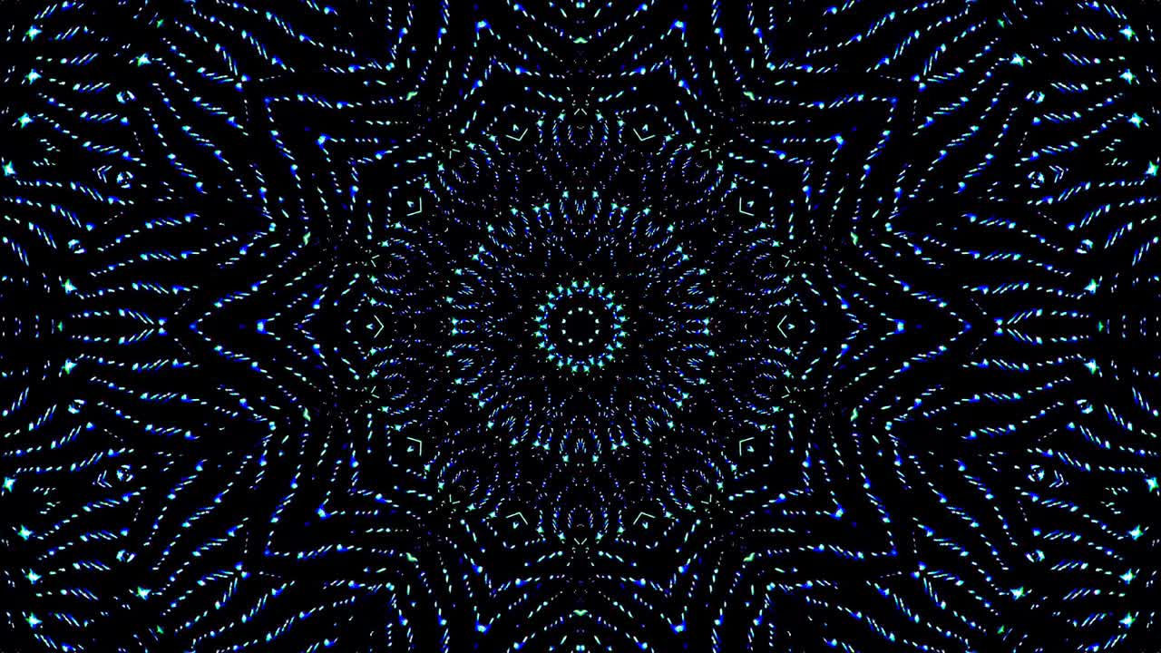light wave abstract dots set blue color kaleidoscope black background