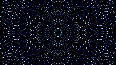 light wave abstract dots set blue color kaleidoscope black background